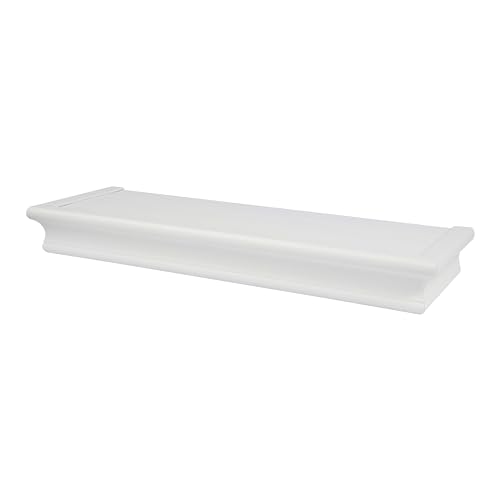 Floating Shelf, 18in x 6in x 2in, 1 Pack, White (White | Metal, Wood)