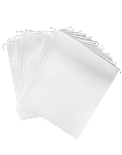 QWORK Drawstring Dust Covers, 12 Pcs Breathable Non-woven Fabric Large Cloth Storage Pouch String Bag for Handbags Purses Shoes