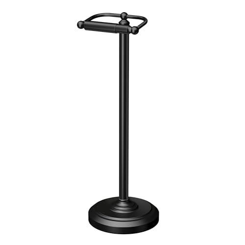 1436MX Toilet Paper Holder Stand, Weighted Base, M... (Matte Black | chrome)