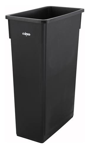Winco Slender Trash Can, 23-Gallon, Black | Great for Kitchens, Dining Areas and Back-of-house Cleanup