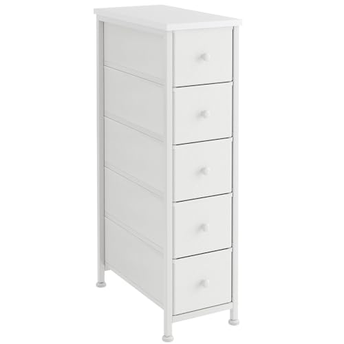 Narrow Dresser, 19" Wide Narrow Nightstand Dresser... (White | Engineered Wood)