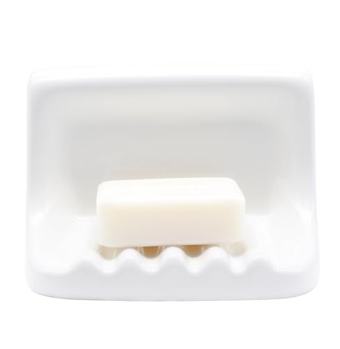 White Vintage Wall Mounted Ceramic Soap Dish Holde... (White | Ceramic)