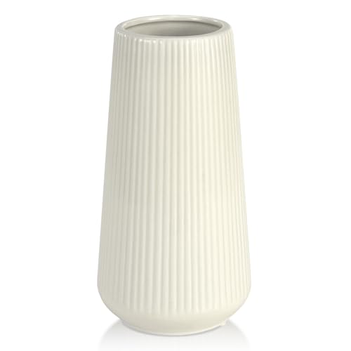 Beige Ceramic Vase, GUKJOB Small Cute Flower Vase... (Small Beige | Ceramic)