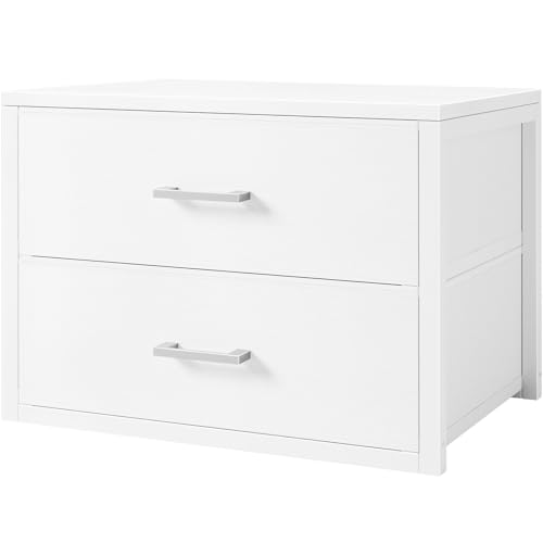 BOLUO Stackable Storage Drawers Closet Organizers and Storage Bins Fabric White 2 Drawer Dresser for Bedroom Office Modern