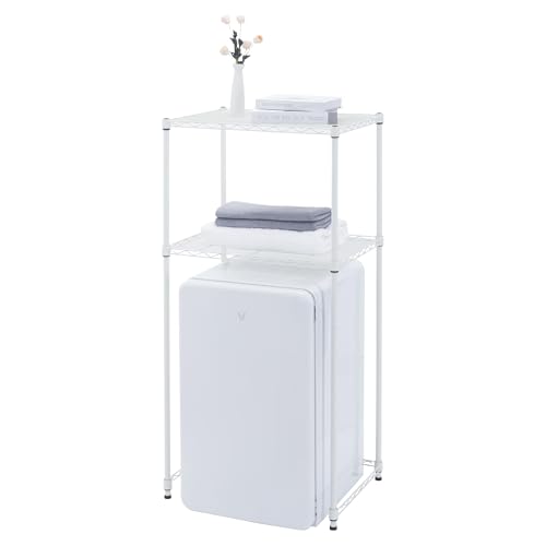 Zvyteay Mini Fridge Shelf Adjustable Height Storage Shelf Metal Storage Rack Mini Fridge and Microwave Stand for Dorm, Apartments, Kitchen, Office, White