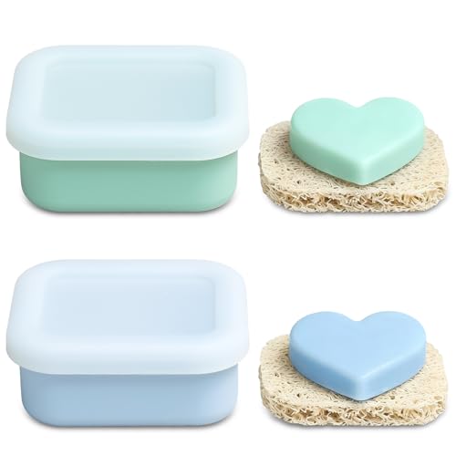 2 Pack Leakproof Silicone Travel Soap Case, Small... (Silicone)