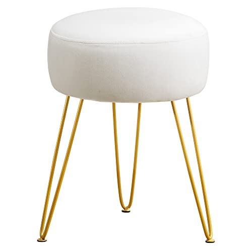 Vanity Stool, White Vanity Stools for Makeup Room,... (Beige | Foam, Velvet)