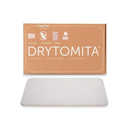 Momo Lifestyle Stone Bath Mat – Quick Dry Diatomaceous Earth Bath Mat, Non Slip Bathroom Shower Mat, Ultra Absorbent Diatomite Bath Stone, Linen Grey, 23.6 x 15.4”