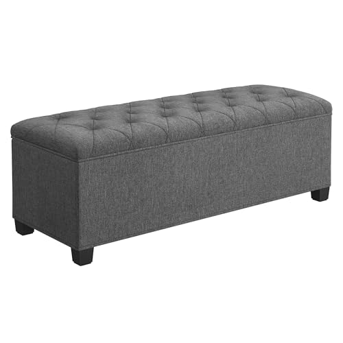 Storage Ottoman Bench, Foot Rest with Legs, 15.7 x... (Dark Gray)