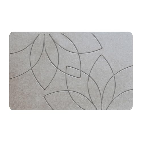Houseify Wonder Buddah Diatomaceous Earth Bath Mat, Lotus | Quick-dry, antimicrobial, non-slip backing pad, millions of micro-pores, 5.9 lb, sanding tool incl.