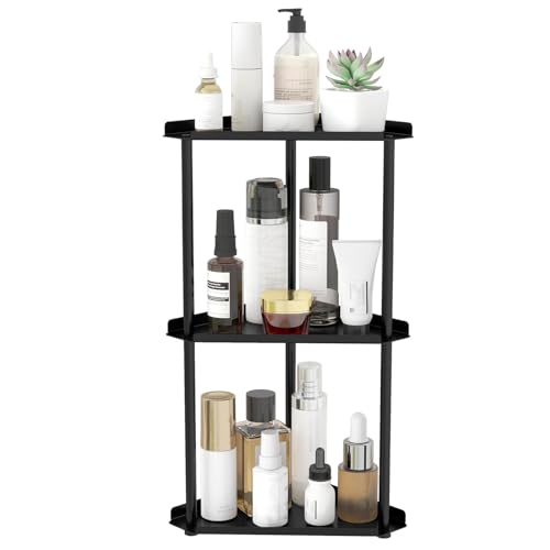 Jesginboo 3 Tier Bathroom Counter Organizer, Vanity Organizer Corner Shelf | Skincare, Makeup Countertop Organizers, Kitchen, Bathroom Counter Storage, Black