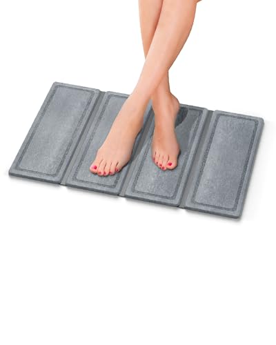 Foldable Diatomaceous Earth Bath Mat, Quick-Dry Stone Bathroom Mat, 60cm x39cm x0.9cm No Slip Absorbent Mat for Bathrooms, Households, and Kitchens
