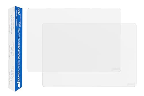 GASARÉ, Set of 2, Extra Large, Thick, Silicone Mats for Kitchen Counter, Heat Resistant Mats, Countertop Protector, Non-Slip, Easy to Clean, 25 x 17 Inches x 1.4mm, Semi-Transparent