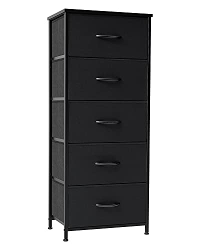 Tall Dresser Vertical Fabric Storage Tower Organiz... (Black)