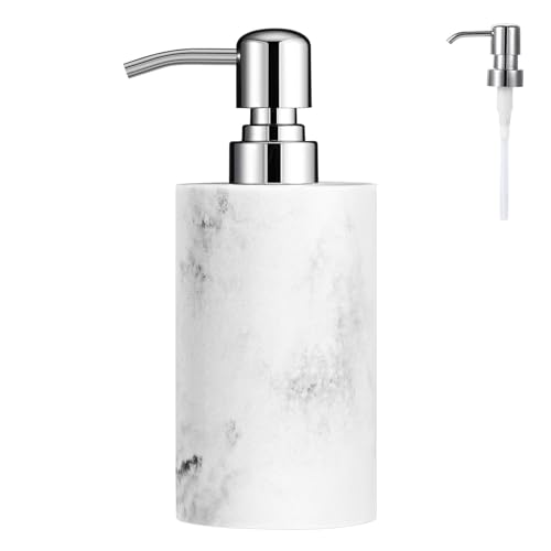 Luxspire Soap Dispenser, Cylinder-Shaped Soap Bottles, Gravel White, 1pack | 320ml Premium resin, modern cylindrical design easy clean pump, multi-purpose liquid storage