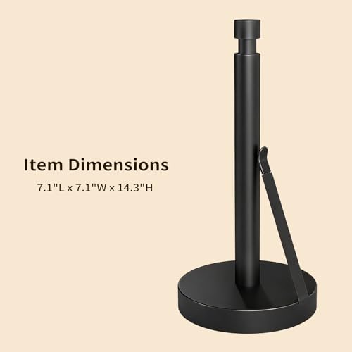 Heavy Duty Paper Towel Holder Countertop Weighted Base Black | Stainless Steel,Easy One-Handed Tear, Weighted Base Non-Slip, Tension Arm Prevents Unraveling,Paper Towel Stand for Kitchen