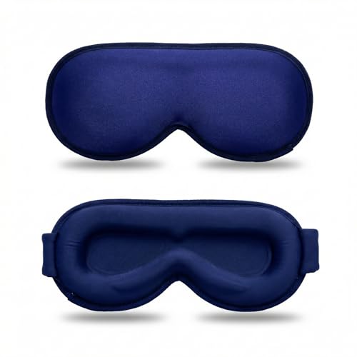 3D Cooling Gel Sleep Mask: 6oz Weighted Blackout Eye Mask for Women Men | Reusable Ergonomic Non-Toxic Ice Cold Gel, for Tired Eyes Migraine Relief Eyelash Friendly Airplane Travel (Blue)
