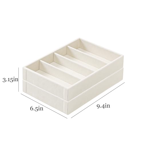 Byken 2 Pcs Sunglasses Organizer,4 Grid Eyeglass Jewelry Storage Tray for Drawer,Beige White