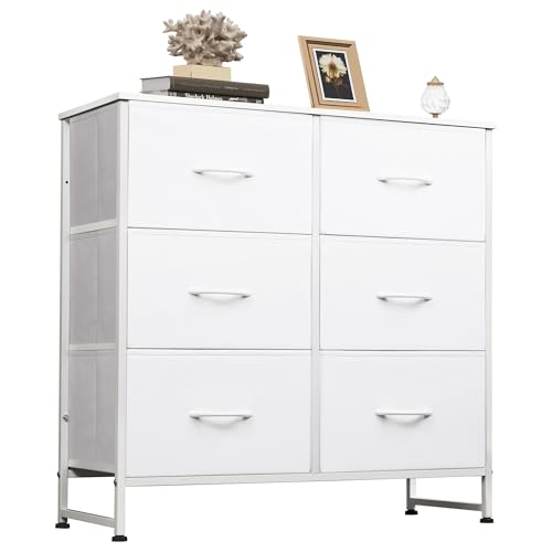 Dresser for Bedroom with 6 Drawers, White (White)