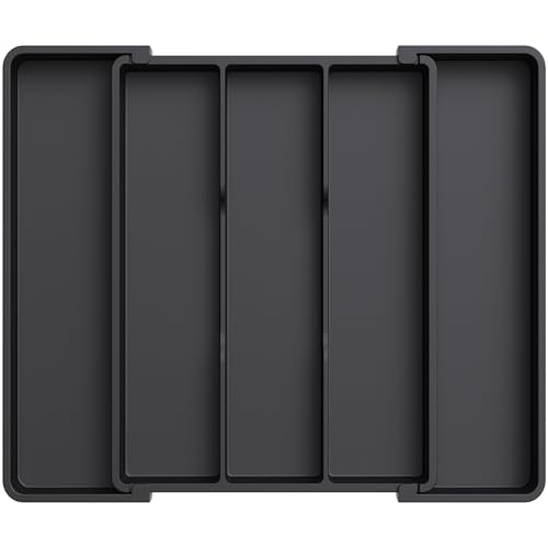 Utensil Organizer for Kitchen Drawers, Expandable... (Black | Plastic)