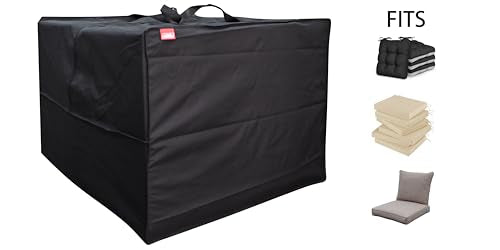 Outdoor Square Cushion/Cover Storage Bag, Protective Zippered Storage Bags with Handles, 32''L x 32''W x 24''H Black