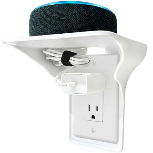 Power Perch Outlet Shelf for Alexa, HomePod Mini,... (White | Plastic)