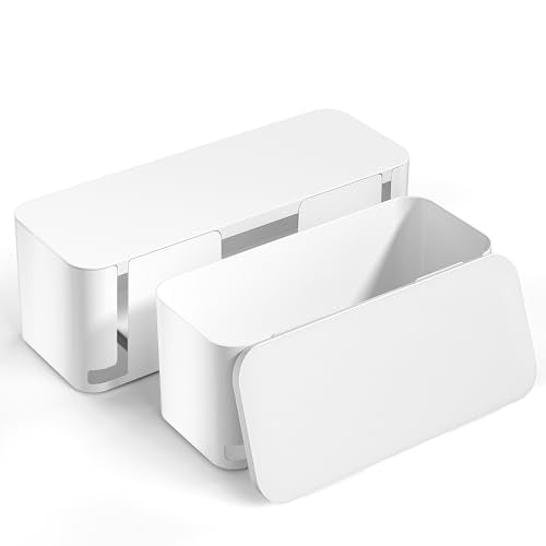 Cable Management Box, White, XL+M, 2 Pack (White)