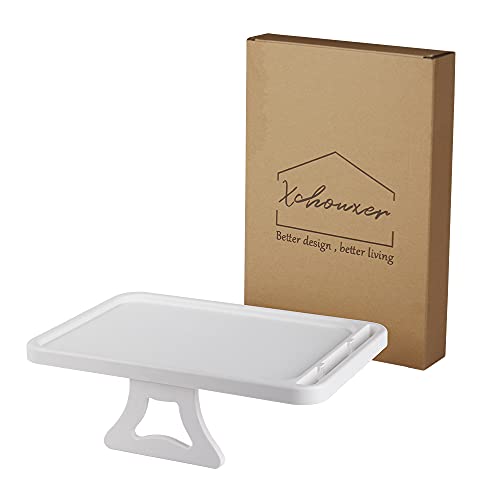 Xchouxer Sofa Armrest Clip Table, TV Snack Tray, Handy Remote Controls/Drinks/Phone Holder (White)
