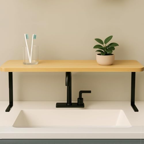 Over The Sink Shelf for Tall Faucet - Space-Saving... (Wooden Black | Engineered Wood)