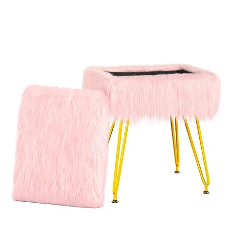 Vanity Stool Chair with Storage, Soft Ottoman Seat...
