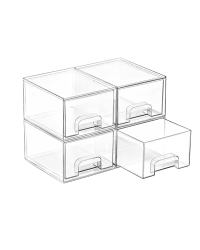Vtopmart 4 Pack Small Clear Stackable Storage Draw...
