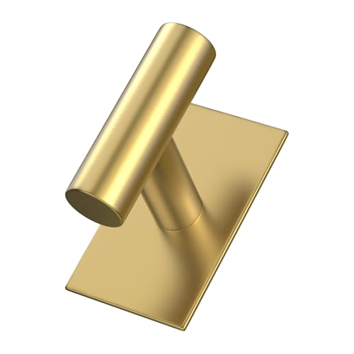 VAEHOLD Wall Towel Hooks, Heavy Duty Sticky Holder Waterproof Towel Hooks for Hanging Coat, Clothes, Closet Hook Wall Mount for Kitchen (Gold, 4 Pack)