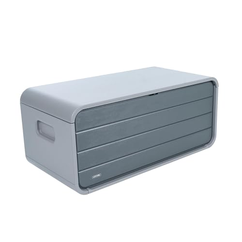 136‑Gallon Modern Deck Box, Outdoor Storage Contai... (Gray | Plastic)
