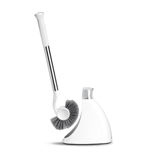 Toilet Brush with Caddy, Stainless Steel, White (White | Stainless Steel)