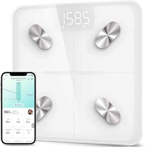 Smart Scale for Body Weight, BMI, Body Fat, Blueto... (Snow White | Tempered Glass)