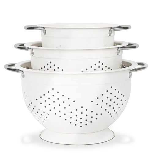 Colander Set for Kitchen, 1.5, 3, 5 Qt Food Strain... (white2)