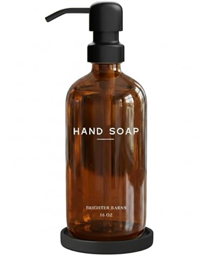 Amber Glass Hand Soap Dispenser Bathroom Set (Ambe... (Amber H)