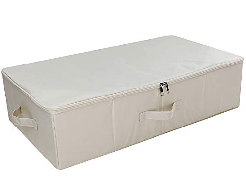 Folding Underbed Shoes Clothes Storage Organizer B... (Beige,1pc)