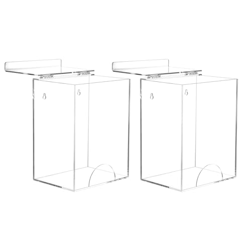 QWORK 2 Pack Acrylic Dispenser for Hairnet, Laundry Pods, Face Mask, Wall-Mount or Countertop, Clear Organizer for Disposable Items - Fits Masks, Gloves, Hairnets, 8.25"H x 6.5"W x 5"D