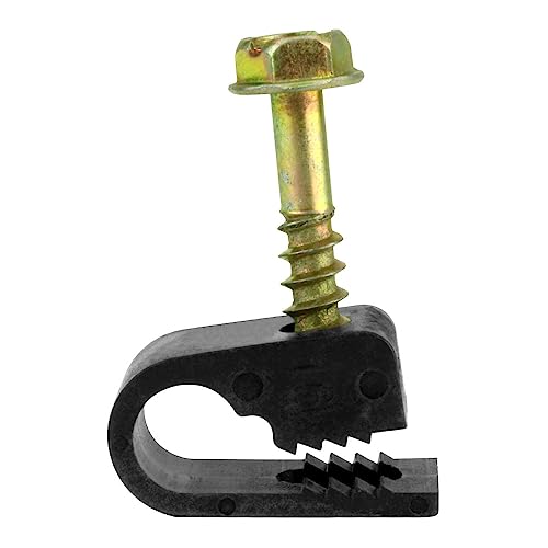 Flexible Single Cable Screw Clips (Pack of 100 / B... (Black)