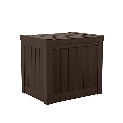 22 Gal, Small Outdoor Storage Deck Box, Resin, Fla... (Brown | Resin)