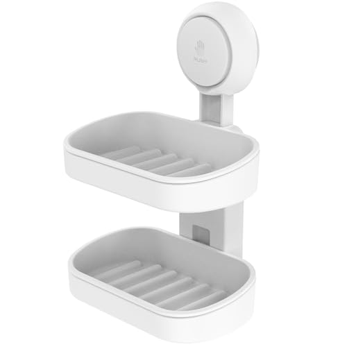 Soap Holder, Soap Dish for Shower Suction Cup, Bar... (White | Plastic)