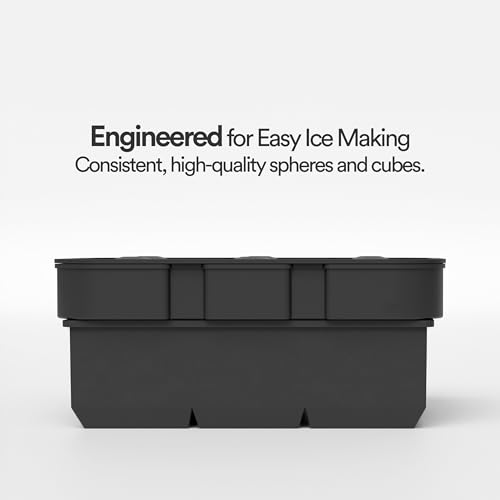 Silicone Ice Cube Trays with Lids, Large 2 Inch Cubes & Spheres Set | Large Silicone Molds, 2 Inch Cubes & Spheres, Lids Included, Set of 2, for Whiskey Bourbon & Cocktails