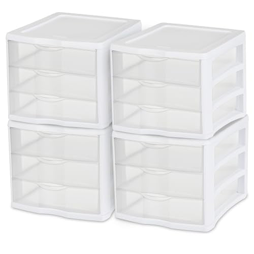 4 Sterilite ClearView Portable 3 Storage Drawer Organizer Cabinets (Open Box)