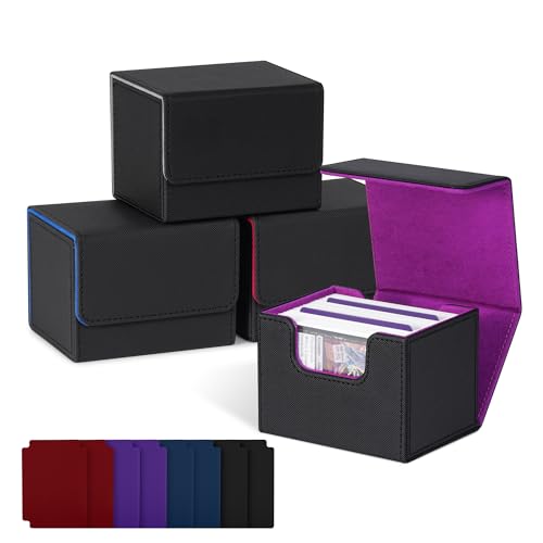 Card Deck Box for Trading Cards, MTG Commander Dec... (4pcs-Multicolor | Faux Leather)
