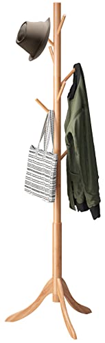 Coat Rack Freestanding, Bamboo Wood Coat Stand wit... (Nature | Bamboo)