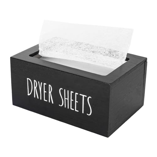 Laundry Dryer Sheet Container Wood Detergent Dispenser Holder, Black | Lightweight,Easy Open, Easy clean, Dryer Balls Dispenser Wood Storage Organization Box for Laundry Room, Bathroom, Kitchen