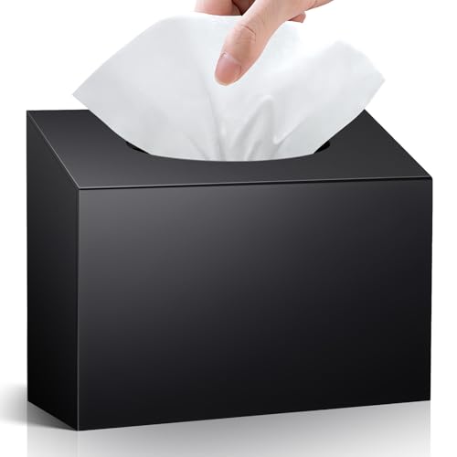 Acrylic Hand Towel Box Cover Holder, Wall-Mounted, Glossy Black | Compatible with Kleenex Disposable Paper Hand Towels | Premium Acrylic | Self Weight |Sturdy | Easy to Refill | Bathroom Use