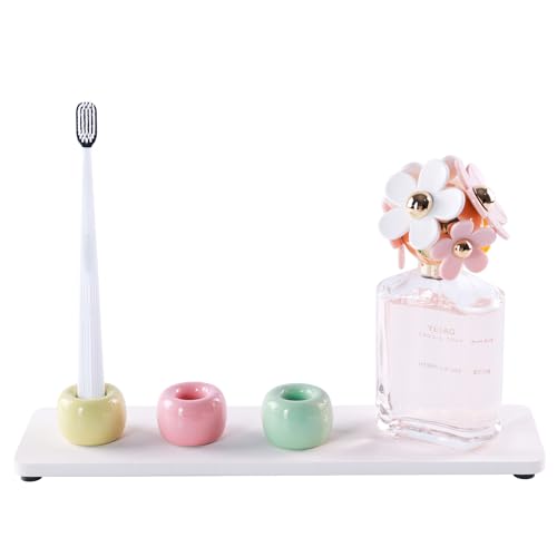 NiuYichee Set of 6 Sleek Mini Ceramics Toothbrush Holder, Small Ceramic Ring, Perfect Size for Bathroom Vanity Countertops