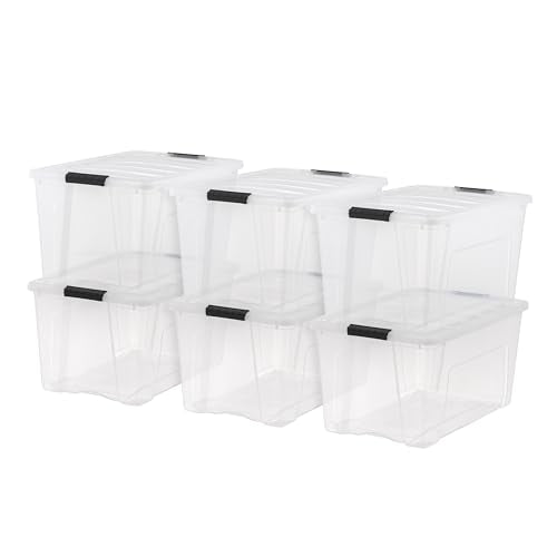 6-Pack 72 Quart Storage Bins with Lids, Clear (6 Count | Clear | Plastic)
